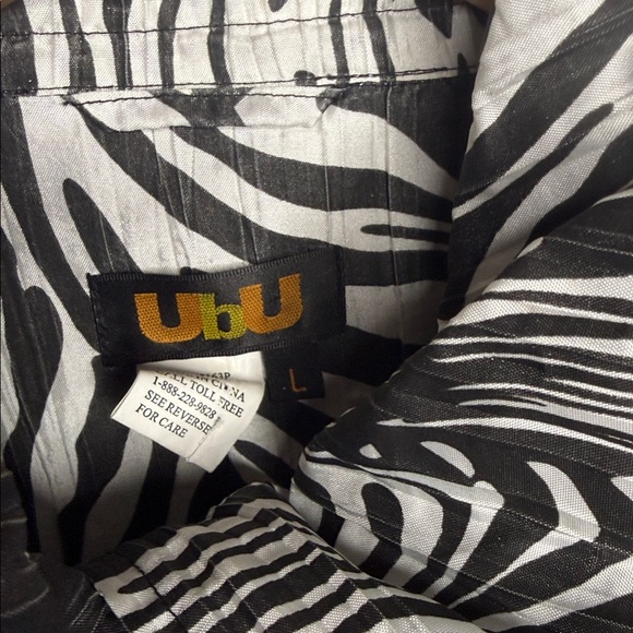 UBU zebra print black and white crinkle jacket sz Large - Picture 5 of 7